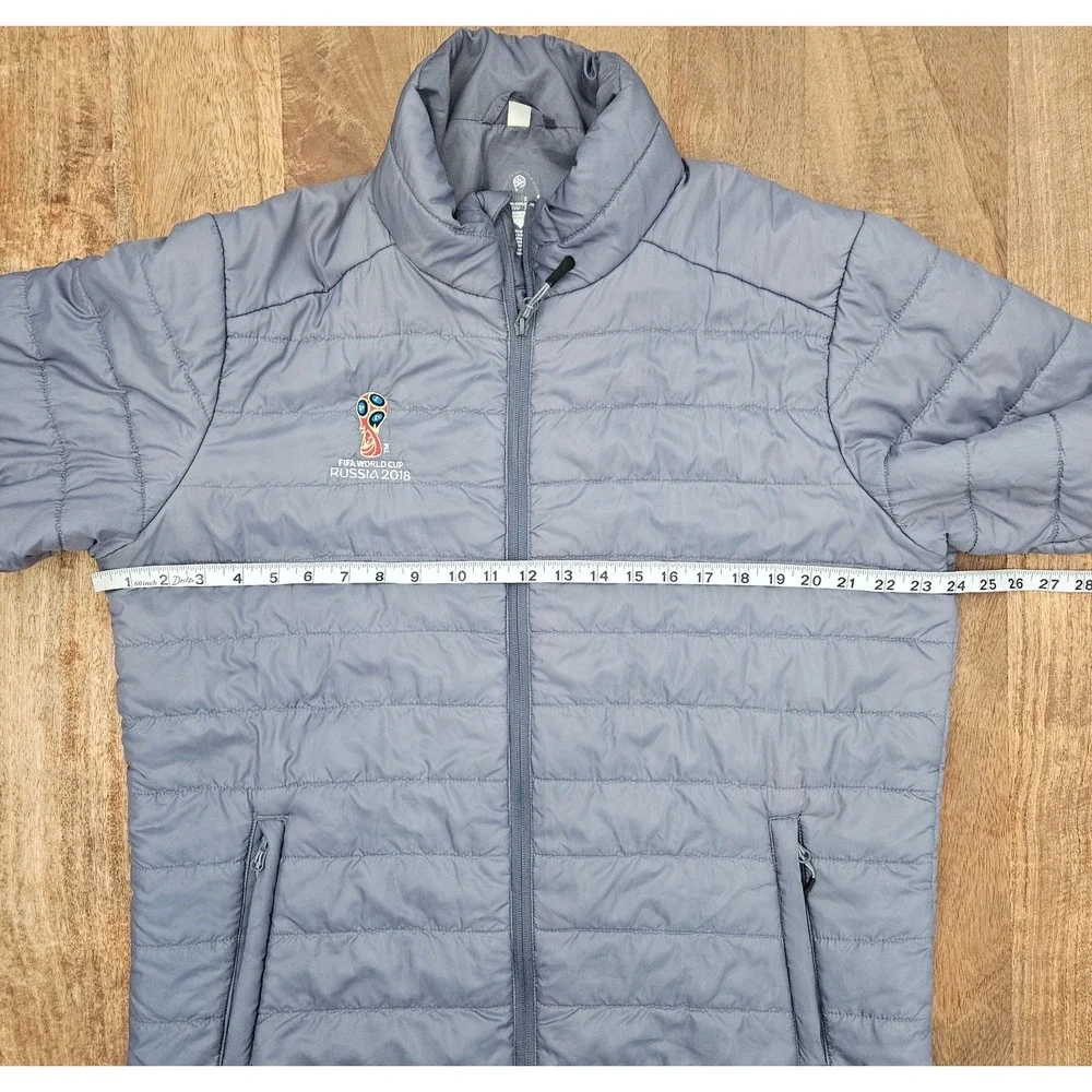 FIFA World Cup Russia 2018 Puffer Jacket Mens Large Gray Lightweight Full Zip